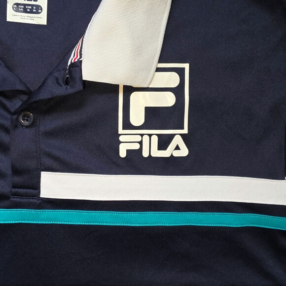 FILA W&S Cincinnati Open Tennis Womens Polo Size XL Navy white and teal - Picture 2 of 12